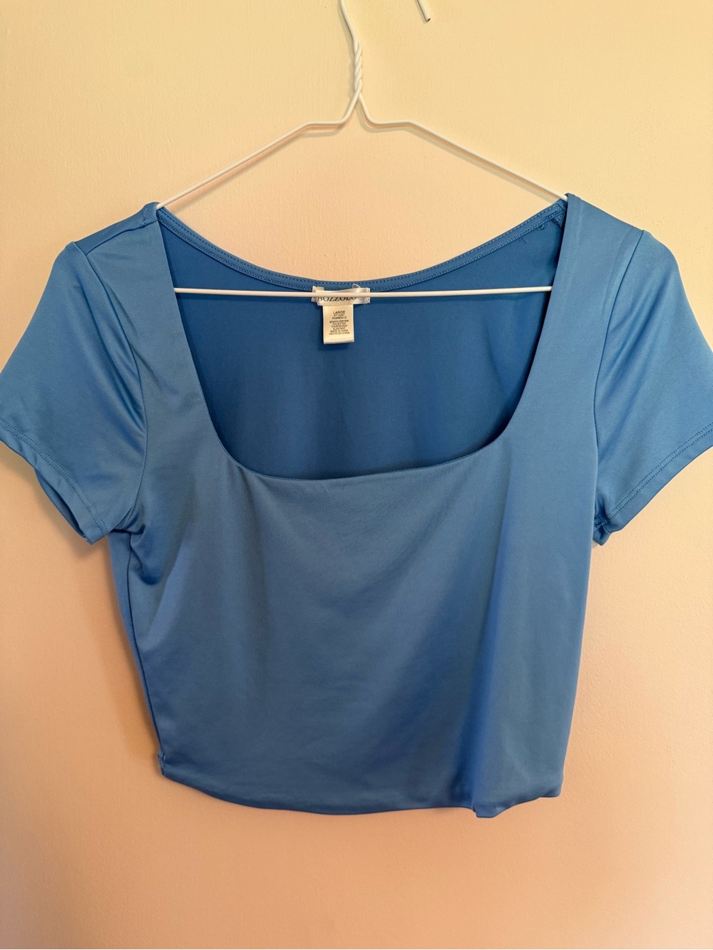 Bozzolo Powder Blue Square Neck Crop Top